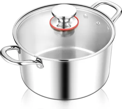 Produktbild von Joyfair 3-Lagiger Edelstahl Nudeltopf 26cm mit Glasdeckel 6,7L Induktion Schultopf