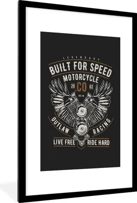 Produktbild von MuchoWow® MuchoWow® Gerahmtes Poster Mancave - Motor - Flügel - Vintage 60x90 cm - Poster mit zchwarzem Bilderrahmen - Dekoration - Wandposter Wohnzimmer - Hochwertig