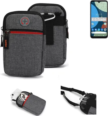 Produktbild von K-S-Trade Holster Gürteltasche kompatibel mit Fairphone 4 Handy Tasche Schutz Hülle grau Zusatzfächer 1x