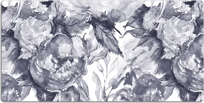 Produktbild von Schreibtischmatte Tischunterlage 90x45 cm Mauspad - Graue Blumen