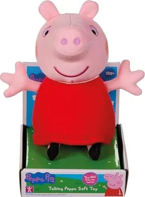 Produktbild von Chillfactor Peppa Pig Plüschfigur sprechende Puppe rotes Kleid 20cm Spielzeug