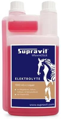 Produktbild von Supravit Elektrolyte für Pferde 1 Liter | Flüssige Elektrolytmischung zur Ergänzung der Pferdefütterung | Für Training & Stallalltag