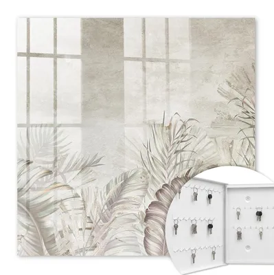 Produktbild von Metall Schlüsselkasten 30 x 30 cm - weißer Schlüsselschrank zur Wandmontage - wandhängende Schlüsselbox mit Tür - nach links öffnend - Schlüsselaufbewahrung für Flur - Büro - Arbeitszimmer - Werkstatt - Garage - Subtiler Exotismus