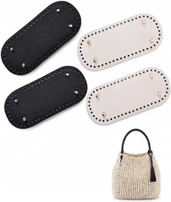 Imagen del producto de Base para bolsos de cuero sintético (PU), ovalada, de 22 x 10 cm, paquete de 4 unidades, para manualidades
