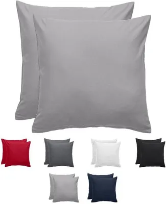 Zdjęcie produktu dla Zestaw (2) poszewki na poduszki 40x40 cm – 100% mikrofibra, miękka i oddychająca, kolor szary, z zamkiem błyskawicznym, łatwa w pielęgnacji, certyfikat Oeko-Tex