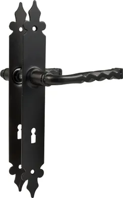 Produktbild von Türgriff Türklinke Türbeschlag aus Metall Schwarz matt auf Schild Buntbart