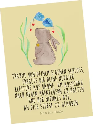 Produktbild von Mr. & Mrs. Panda Postkarte Hase Blume - Gelb Pastell - Geschenk, Geburtstag, Postkarten, Kindergeburtstag, Träume, Grußkarte, Motivkarte, Fotokarte, Schwangerschaft