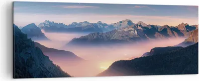 Produktbild von Bild auf Leinwand - Leinwandbild - Einteilig - Berge Wolken Nebel - 140x50cm - Wand Bild - Wanddeko - Wandbilder - Leinwanddruck - Bilder - Wanddekoration - Leinwand bilder - Wandbild - AB140x50-5004