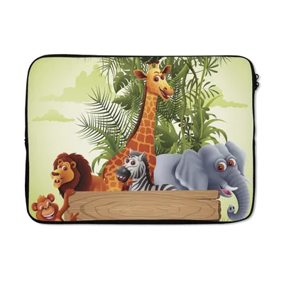 Produktbild von MuchoWow® Laptop Hülle 13 Zoll Dschungeltiere - Natur - Kinder - Giraffe Laptoptasche - Laptophülle - Sleeve - Rundumschutz