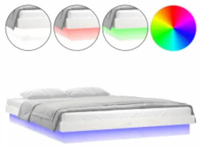 Obrázok produktu pre vidaXL Posteľ z masívneho dreva s LED osvetlením biela 140x200 cm