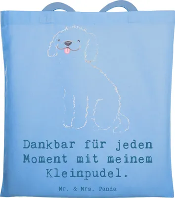 Produktbild von Mr. & Mrs. Panda Beutel Kleinpudel Moment - Sky Blue - Geschenk, Tote Bag, Pudel, Laptoptasche, Schultasche, Tragetasche, Tasche, Jutetasche