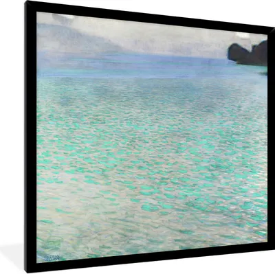 Produktbild von MuchoWow® Gerahmtes Poster Am Attersee - Gustav Klimt 40x40 cm - Poster mit Schwarzem Bilderrahmen Wandposter Rahmen Foto Bilder - Mit Rahmen - Wanddekoration Schlafzimmer