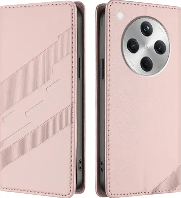 Produktbild von Hülle für Oppo Find X8, Kunstleder Brieftaschen Handyhülle mit Kartenfach und Standfunktion Pink