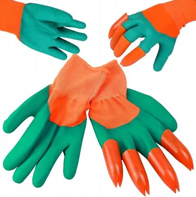 Produktbild von 2x Gartenhandschuhe mit Krallen – Robuste Arbeitshandschuhe, Pflanzhandschuhe zum Graben und Pflanzen