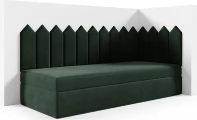 Produktbild von LIKMA Kinderbett 70x160 cm Flaschengrün Bett mit Bettkasten Jugendbett Polsterbett Kopfteil Velvet Stoff