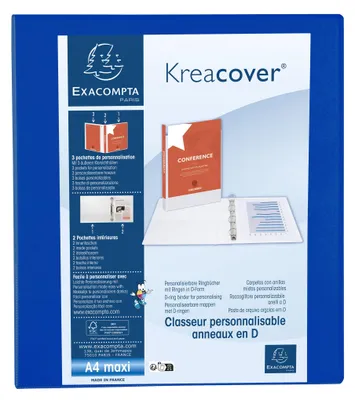Produktbild von Exacompta Ringbuch PP 2 Ringe 40 mm D-Form DIN A4 Kreacover Blau