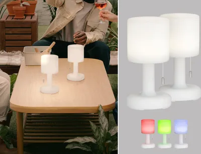 Produktbild von LED Tischleuchte, Außenleuchte, Akku, Zugschalter, RGB, H 25 cm