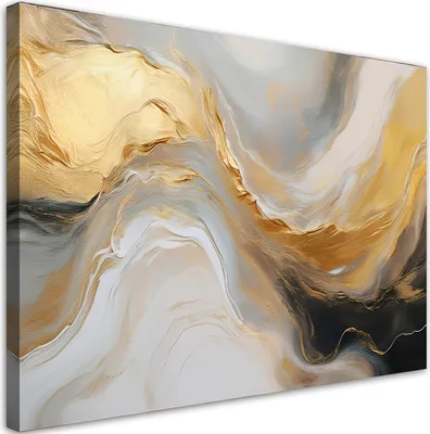 Produktbild von Leinwandbild Abstraktion Marmor Textur Gold Grau 90x60 Feeby Gold bild für die wand bereit zum aufhängen