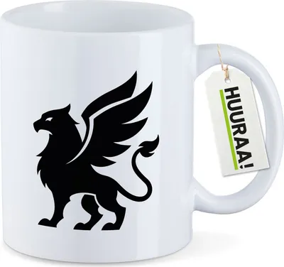 Produktbild von Huuraa Kaffeetasse Greif Silhouette 330ml Weiß Keramik Kaffeebecher Geschenkidee