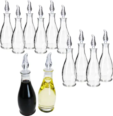 Produktbild von 12er Set OLLI Essig- & Öl-Flaschen 300ml Dressing-Spender aus Glas mit Ausgießer