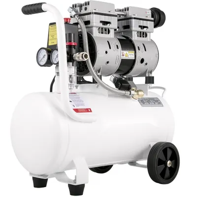 Produktbild von Flüsterkompressor 25L - Leiser Ölfreier 750W Kompressor - Ölfreier Luftkompressor 60dB - 220V Druckluftkompressor - Silent Druckluftkessel 165L/min Abgasvolumen - Mit Eingebautem Abluftventilator.