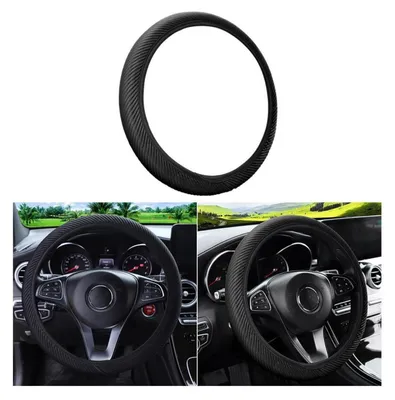 Immagine prodotto di Copertura per volante in poliestere, colore nero, traspirante, antiscivolo, universale, adatta a volanti di 37-38 cm