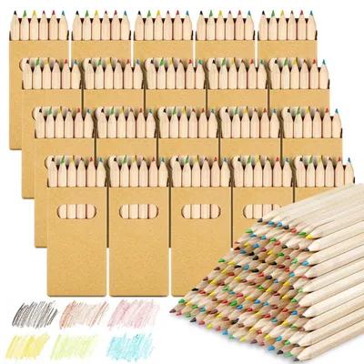 Immagine prodotto di Set di 120 matite colorate mini, 6 colori, per bambini. Confezione da 20