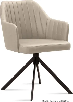 Produktbild von Armlehnstuhl (8er-Set) Durva 58x81x60 Schwarz/Natur