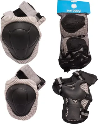 Zdjęcie produktu dla Zestaw ochraniaczy - zestaw 3w1 Ochraniacze kolan Ochraniacze łokci Ochraniacze S Heart Bike Tracker szary Sun Baby