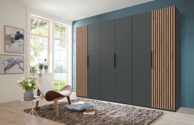 Produktbild von Drehtürenschrank >Andorra< in Graphit / Artisan-Eiche - 300x216x58cm (BxHxT)