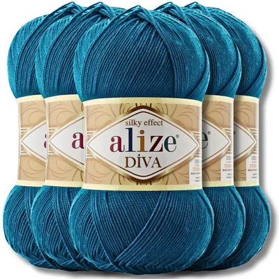 Zdjęcie produktu dla Alize 5 x 100 g wełna Diva, jednolita, do szydełkowania i dziergania (646)