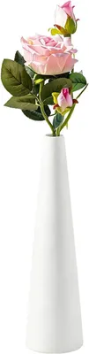 Image de Vase en céramique conique, blanche, 22 cm, idéale pour 1 à 2 fleurs, décoration d'intérieur