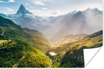 Produktbild von MuchoWow® Poster Berge - Pflanzen - Landschaft 90x60 cm - Schlafzimmer