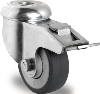 Produktbild von Lenkrolle m.Festst.D.50mm Trgf.50kg m.Rückenloch 11mm Kugell.Gum.grau PROMAT