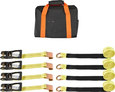 Obrázek produktu pro SucceBuy upínací popruh na kolo (50,8 x 3048 mm) s plochým hákem, nosnost 4540 kg a 1512 kg, popruh na upevnění kola motocyklu pro SUV a přívěsy, žlutý
