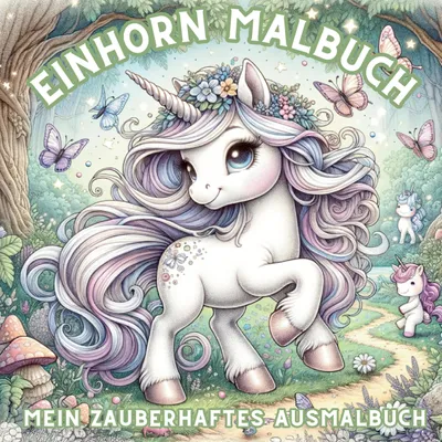 Produktbild von Einhorn Malbuch - Mein zauberhaftes Ausmalbuch für Mädchen ab 4 Jahren.: 50 kreative Ausmalvorlage zur Förderung von Kreativität und Feinmotorik.