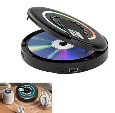 Produktbild von Tragbarer CD-Player, Tragbarer CD-Player mit Lautsprecher, wiederaufladbarer CD-Player, AUX/USB-Unterstützung, LCD-Display, RGB-Licht