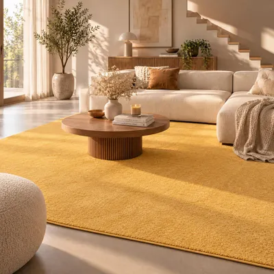 Produktbild von Hochflor Velours Teppich Mona Curry Gelb, Größe:200x300 cm