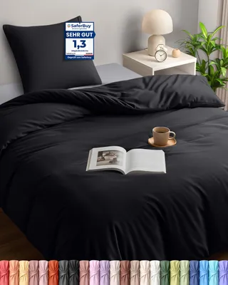 Productafbeelding van Utopia Beddengoed, dekbedovertrek 140x200 cm + 1 kussensloop 65x65 cm, zwart