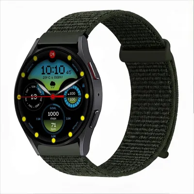 Produktbild von Smartwatch Armband für Samsung Galaxy Watch4 40mm Nylon Textil Band Ersatzband Wechselband Klettverschluss flexibel atmungsaktiv Grün Oliv