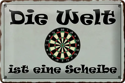 Produktbild von Blechschild Spruch 30x20cm Darts die Welt ist eine Scheibe