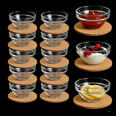 Dipschalen-Set 10tlg. Glas Ø 7,5 cm 75 ml mit Tablett