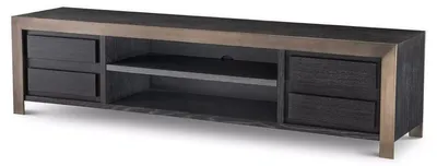 Produktbild von Casa Padrino Luxus TV Schrank Schwarzgrau / Bronzefarben 240 x 50 x H. 55,5 cm - Massivholz Sideboard mit 4 Schubladen - Wohnzimmer Möbel - Hotel Möbel - Luxus Kollektion