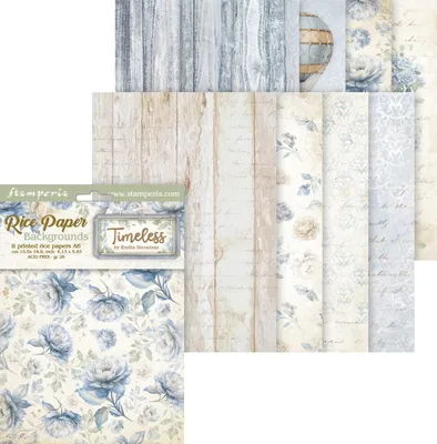Produktbild von Stamperia Motiv Strohseide Timeless Backgrounds DIN A6 8er Set