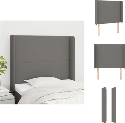 Produktbild von vidaXL Kopfteil mit Ohren Dunkelgrau 103x16x118/128 cm Stoff -  Kopf- & Fußenden
