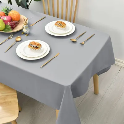 Produktbild von Tischdecke Outdoor Wetterfest Abwaschbar Hellgrau 140x220cm