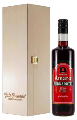 Produktbild von Angelotti Amaro Kräuter-Likör mit Geschenk-Holzkiste