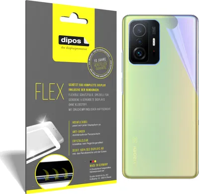 Produktbild von 3x Schutzfolie für Xiaomi 11T Pro Rückseite Folie, 100% Displayabdeckung, dipos Flex