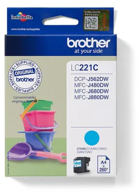 Image de Brother LC221C - Cyan - original - Cartouche d'encre - pour Brother DCP-J562DW, MFC-J480DW, MFC-J680DW, MFC-J880DW