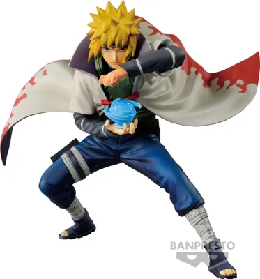 A figurine of a Naruto character in a dynamic pose.